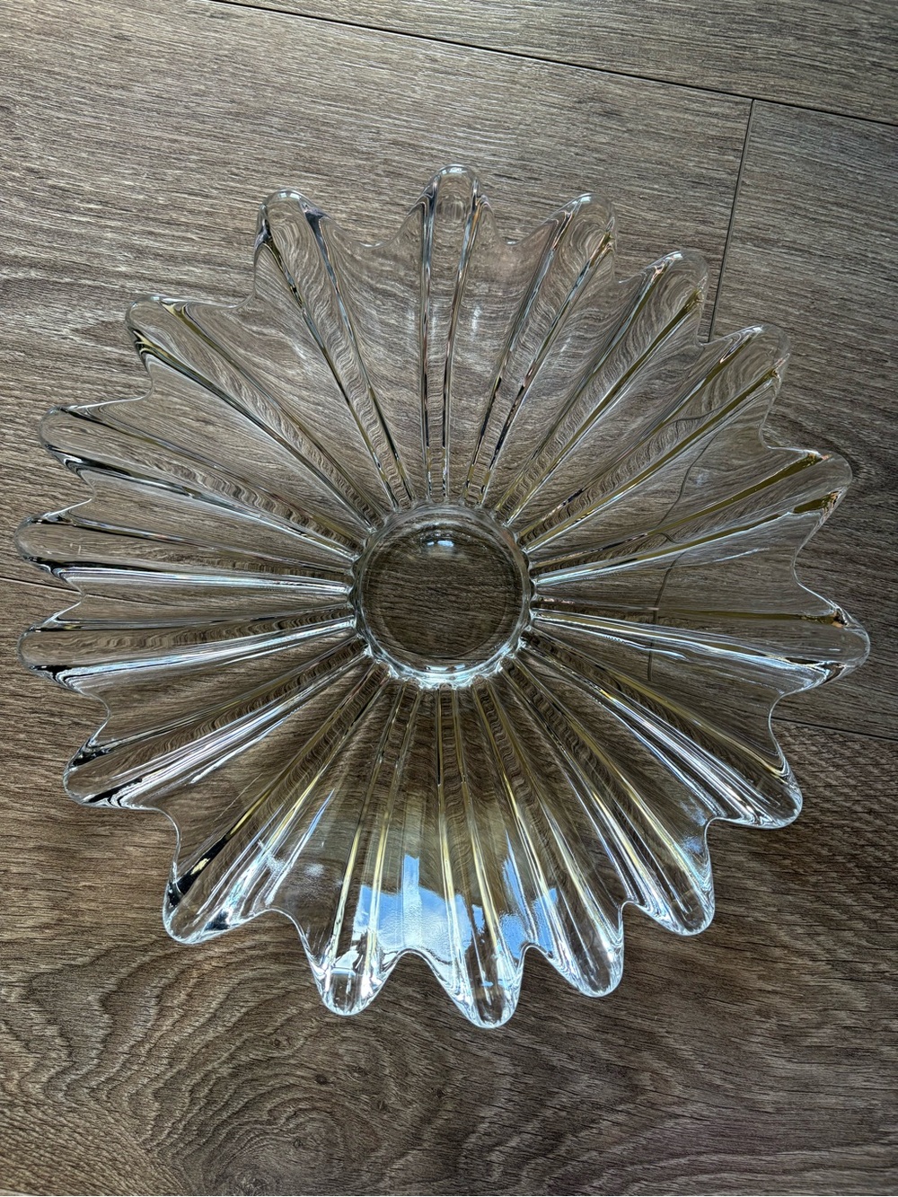 MCM Vintage Federal Glass "Celestial" 11.5" Starburst Scalloped Bowl